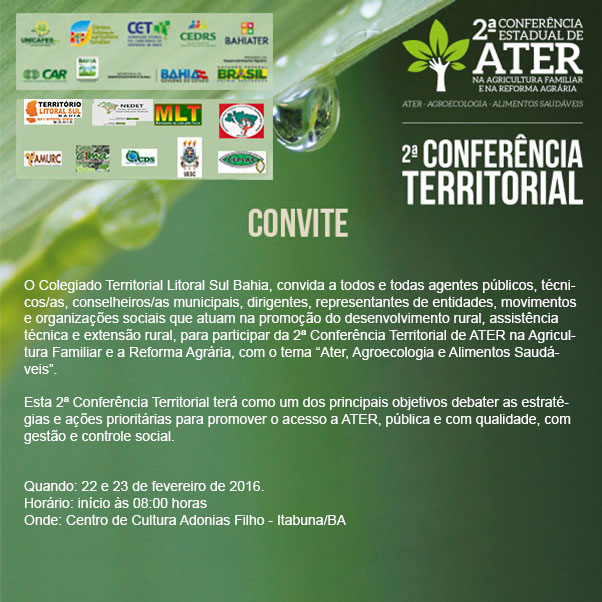 Convite Conferencia Territorial ATER