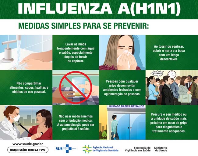 Medidas para prevenir H1N1 Ilustracao